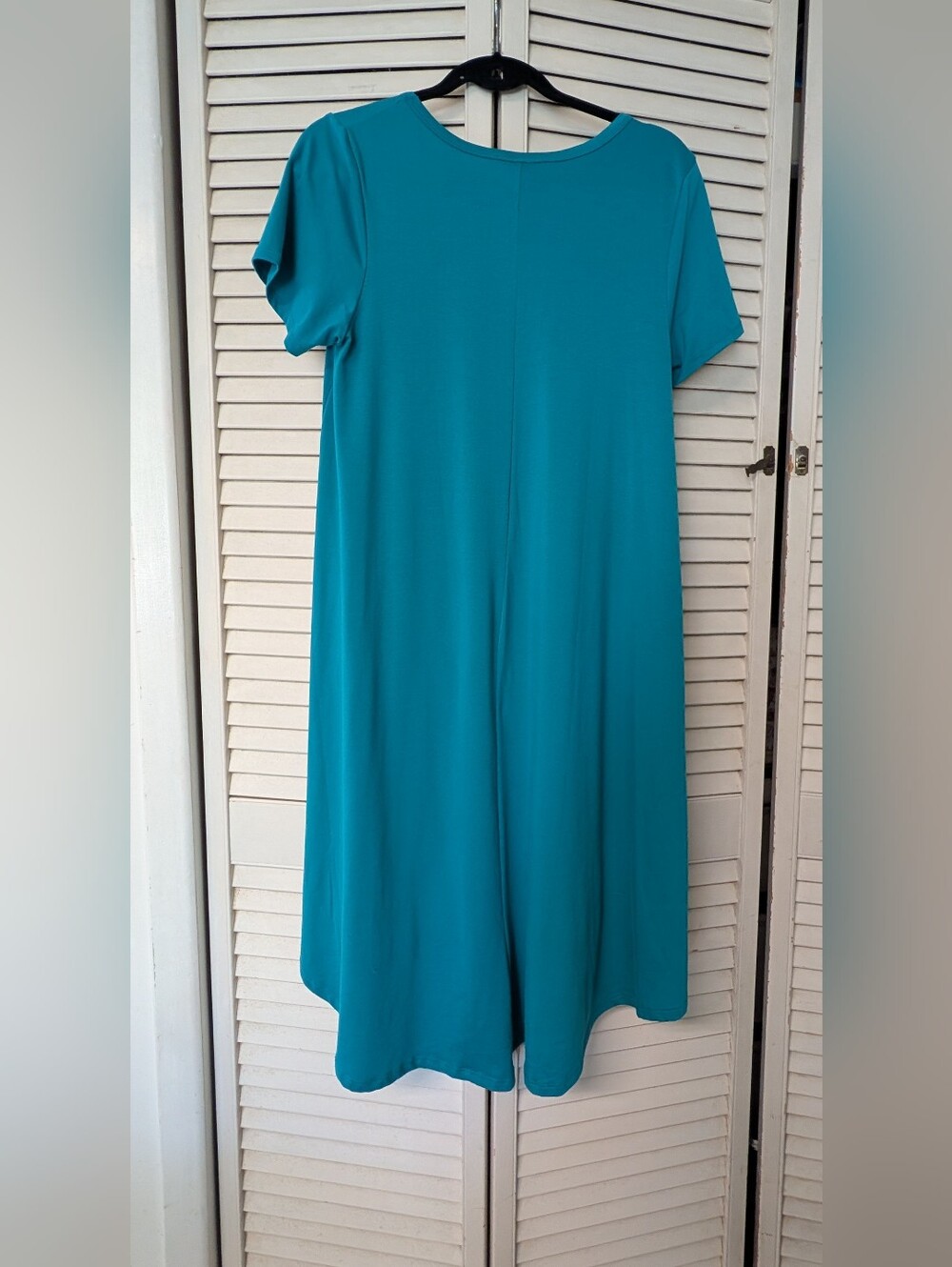 LuLaRoe Teal Carly Short-Sleeve Midi Swing Dress